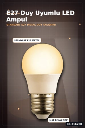E27 Duy LED Top Ampul 6W 3200K Gün Işığı 540 Lümen Enerji Tasarruflu 1 Adet BX-316700