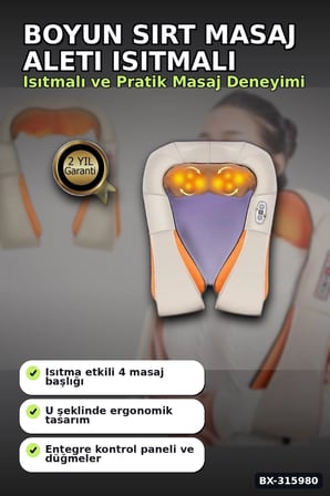 Boyun Ve Sırt Aleti - Isıtmalı 4D Yoğurmalı Ovma Cihazı, Ev Ve Araç Tipi BX-315980