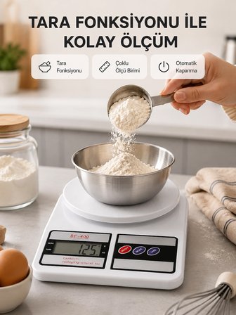 Hassas Dijital Mutfak Tartısı 1g Doğruluk, LCD Ekran, Otomatik Kapanma Yeni Nesil