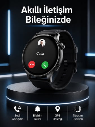 Akıllı Saat Bildirim Görme Amoled Ekran GPS Uyumlu Sesli Görüşme
