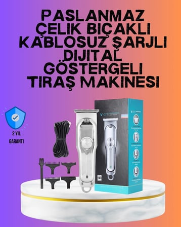 Karbon Çelik Bıçaklı Lityum Pilli Saç Sakal Kesme Makinesi 120 Dakika Metal Gövde BX-313680