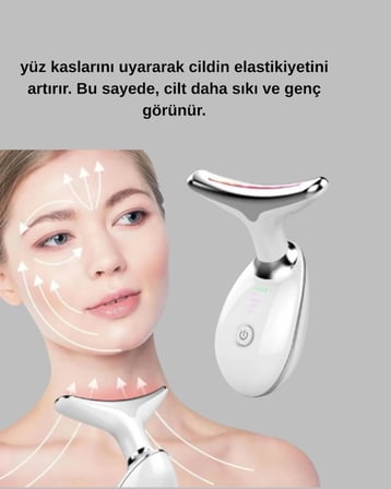 Yüz ve Boyun Sıkılaştırıcı Cilt Bakım Cihazı | EMS Mikro Akım & Kırışıklık Giderici