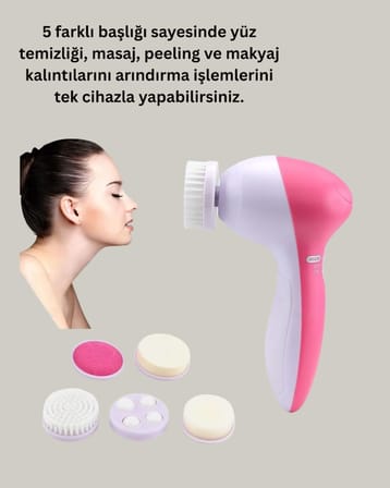 Derin Temizleme ve Masaj İçin 5 Başlıklı Yüz Cilt Bakım Aleti