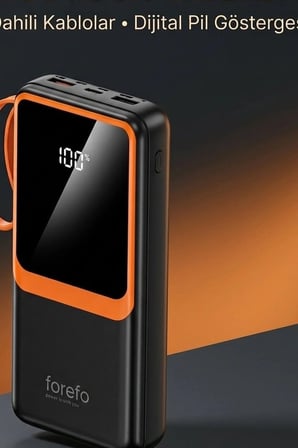 20000 mAh Powerbank Dahili Çoklu Kablolu ve Dijital Göstergeli Taşınabilir Şarj Cihazı BX-316260