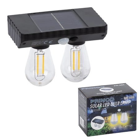 Sensörlü Solar İ̇Kili Led Ampul Lamba - Çift Başlıklı - Güneş Enerjili Aydınlatma