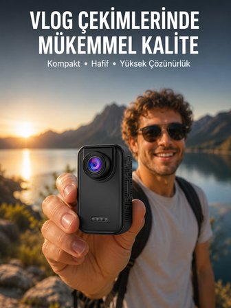 Vlog, Seyahat ve Günlük Video Çekimleri İçin Mini Kamera Yeni Nesil