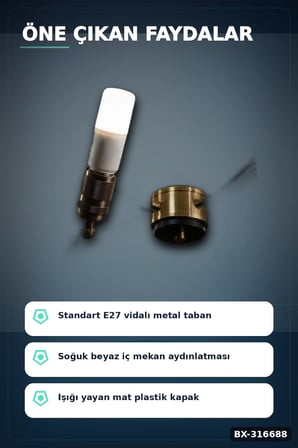 LED Ampul 8W 6500K Beyaz Işık E27 Duy 720 Lümen Tasarruflu Aydınlatma 1 Adet BX-316688