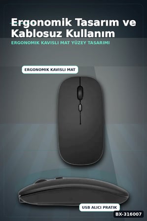 Kablosuz Oyuncu Mouse Ayarlanabilir 1000-5000 DPI Sessiz Tuşlu Optik Fare BX-316007