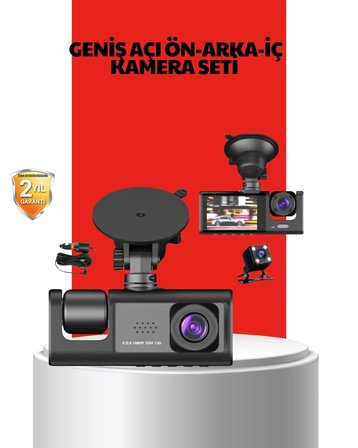 170° Geniş Açı Ön-Arka-İç Kamera Seti – Tam Kapsamlı Araç Güvenliği