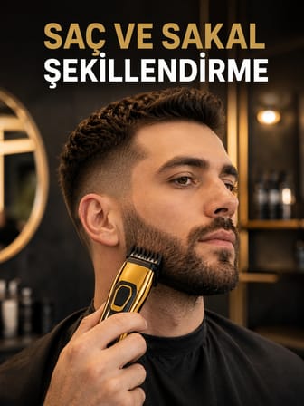 Trendexa Altın Renk Kablosuz Saç ve Sakal Şekillendirme Makinesi Çift Kademeli Sessiz Çalışma