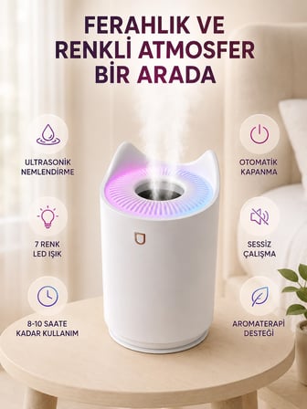 Oda Nemlendirici LED Işıklı Ultrasonik Buhar Makinesi Aroma Difüzör