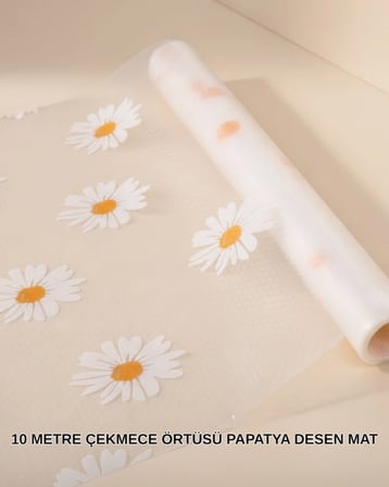 10 Metre Papatya Desenli Kolay Temizlenebilir Çekmece Matı