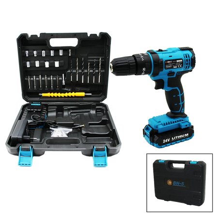 Mavi Renk Şarjlı Matkap Seti - Çantalı - 1350 RPM - 24W