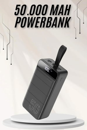 Powerbank Çoklu Şarj Girişi 50.000 Mah Taşınabilir Dijital Göstergeli