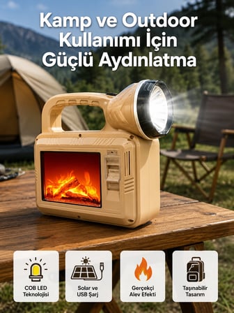 Alev Efektli Gunes Enerjili Lamba – Su Gecirmez