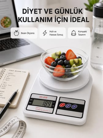 Taşınabilir Hassas Tartı - 5kg Kapasite, 1g Ölçüm, Gram ve Ons Desteği Yeni Nesil