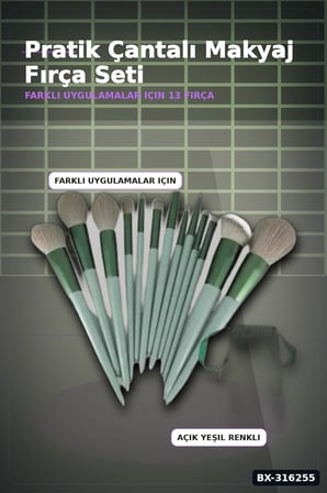 Makyaj Fırça Seti Çantalı Yumuşak Kıllı Yüz Göz ve Dudak Uygulama Fırçaları BX-316255