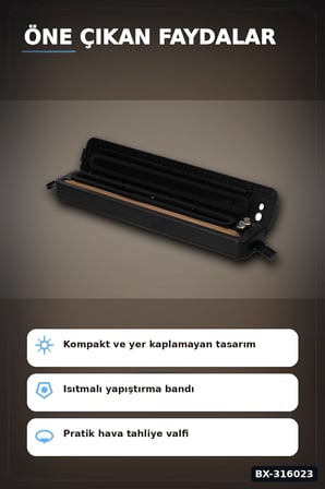 Gıda Vakum Makinesi - Ev Tipi Poşet Vakumlama ve Güçlü Yapıştırma Cihazı BX-316023