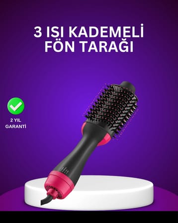 Negatif İyon Teknolojili Saç Kurutma ve Şekillendirme Fırçası