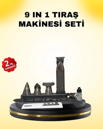 9 u 1 Arada Bakım Seti Güçlü Motorlu Saç Sakal Burun Kulak Trimmer