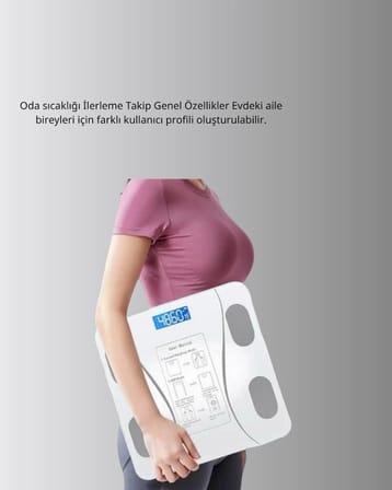 Akıllı Bluetooth Tartı - 8 Farklı Ölçüm Verisi, Otomatik Kişi Tanıma
