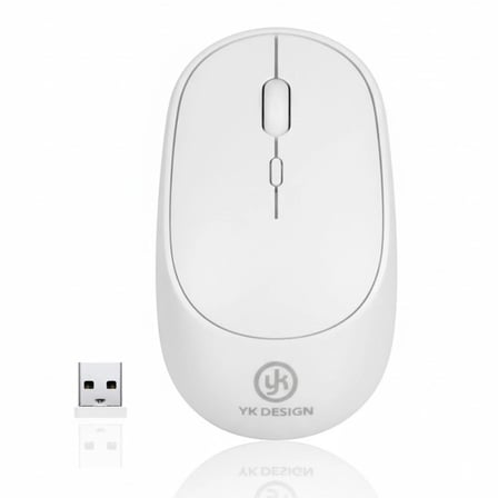 Beyaz Renkli Ergonomik Sessiz Kablosuz Mouse – USB Alıcılı, Ofis ve Oyun İçin Konforlu Bilgisayar Fa