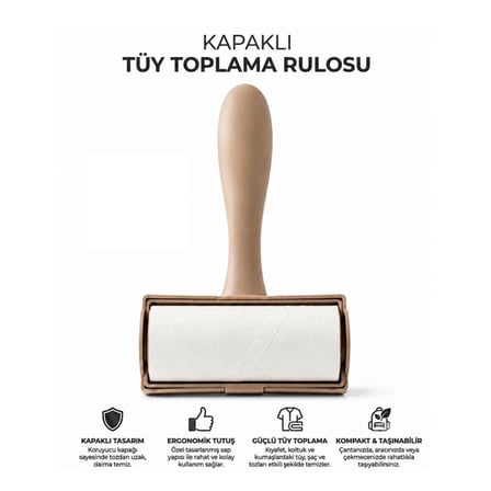 Tüy Toplama Rulosu - Kapaklı - Ergonomik - Taşınabilir