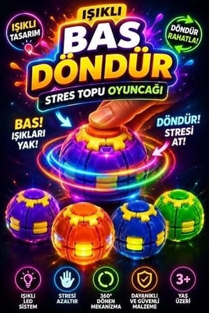 Işıklı Spin Top Dönen Topaç Oyuncağı 1 Adet - Çocuklar İçin Asorti Hobi BX-316546