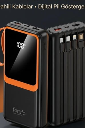 20000 mAh Powerbank Kendinden Kablolu Dijital Göstergeli Taşınabilir Şarj Cihazı BX-316261
