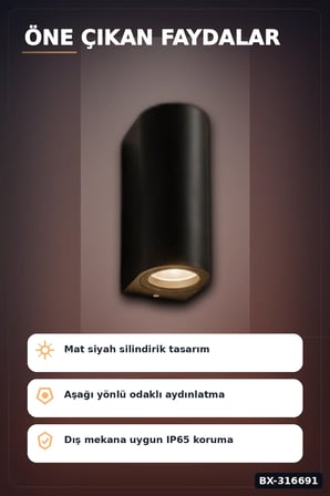 Dış Mekan Duvar Apligi GU10 Duy 10W Uyumlu IP65 Bahce Balkon Aplik Kasasi 1 Adet BX-316691