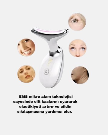 Boyun ve Gıdı Toparlayıcı EMS Cilt Sıkılaştırıcı 7000 Titreşim Isı Terapisi