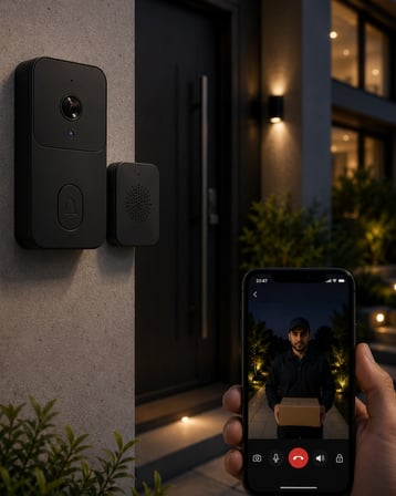 Gece Görüşlü Akıllı Kapı Zili Geniş Açılı Kameralı Güvenlik Sistemi Yeni Nesil