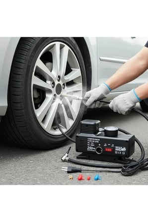 250 PSI Oto Hava Kompresörü - 220V ve 12V Uyumlu Yol Yardım Lastik Şişirme Pompası