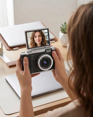 Kompakt 4K Dijital Kamera 48 MP Sensör 8X Zoom Flip Ekran Vlog ve Selfie Uyumlu