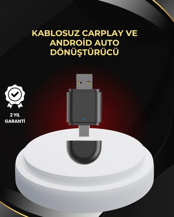 Kablosuz CarPlay ve Android Auto Dönüştürücü – USB-A & Type-C Girişli Akıllı Adaptör