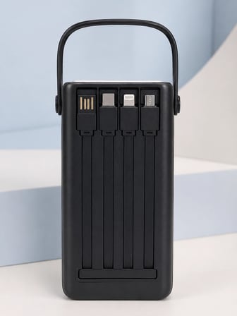 LED Aydınlatmalı Powerbank 50.000 mAh 22,5 W Hızlı Şarj 4 Dahili Kablolu Dijital Pil Göstergeli Bata