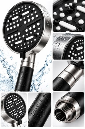 Filtreli Duş Başlığı 6 Modlu Geniş Panel Silikon Nozullu Banyo Başlığı BX-316055
