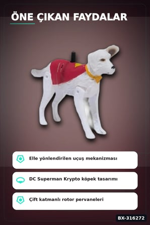 Uçan Krypto Köpek Figürü 19 cm DC Comics Superman - Elle Yönlendirilen Oyuncak BX-316272
