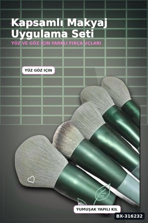 Makyaj Fırça Seti 13 Parça Yumuşak Kıllı Far ve Yüz Uygulama Çantalı Set BX-316232