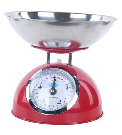 Trendexa Mekanik Mutfak Tartısı Kırmızı Çelik 5 kg 20 gr