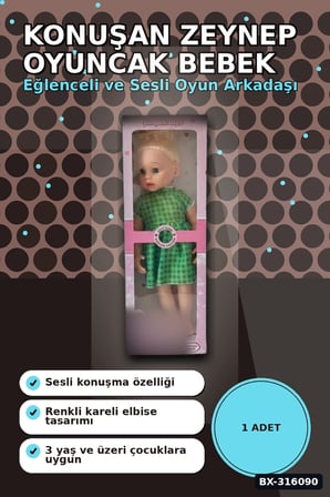 Konuşan Zeynep Oyuncak Bebek 58 cm Sert Bacaklı Sesli Çocuk Oyun Arkadaşı BX-316090