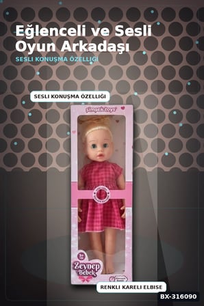 Konuşan Zeynep Oyuncak Bebek 58 cm Sert Bacaklı Sesli Çocuk Oyun Arkadaşı BX-316090