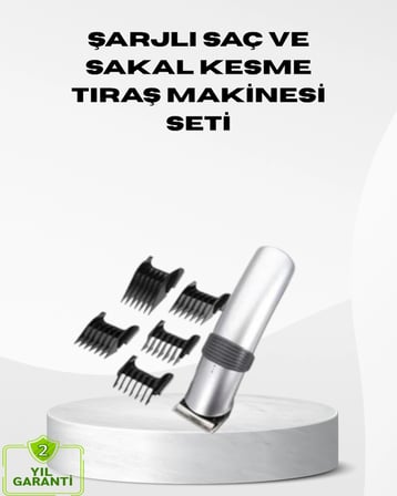 Kablosuz Profesyonel Tıraş Makinesi – Şarjlı, 60 Dakika Kullanım Süreli, Çelik Bıçaklı, Sessiz Motor