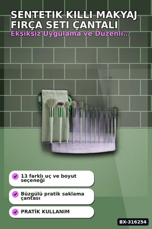 Makyaj Fırça Seti Sentetik Kıllı Çantalı Yüz Göz Far Fondöten Fırçaları BX-316254