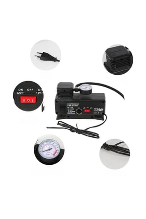 220 Volt-12 Volt 250 Psi Psi Kompresör Lastik Hava Şişirme Oto Pompası Fişli Çakmaklıklı