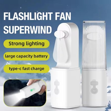 USB Şarjlı Fenerli Mini El Fanı 1200 mAh Taşınabilir Çanta Kamp ve Ofis Vantilatörü