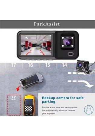 32GB Uyumlu 3 Kameralı Araç İçi Güvenlik Kamerası 1080p Kayıtlı Gece Görüşlü G Sensörlü