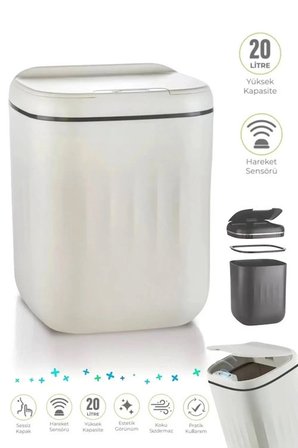 Akıllı Çöp Kovası Büyük Boy 20 Litre UV Işık Sensörlü Sessiz
