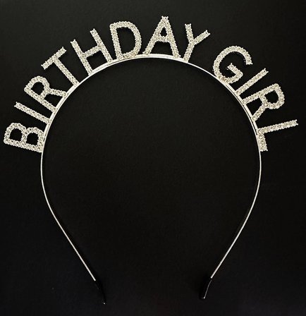 Gümüş Kristal Taşlı Birthday Girl Doğum Günü Tacı İthal Ürün A Kalite 17x16 Cm Bx40