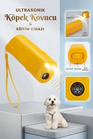 Ultrasonik Köpek Uzaklaştırıcı El Fenerli Eğitim Cihazı Taşınabilir Sarı Pratik Ürün
